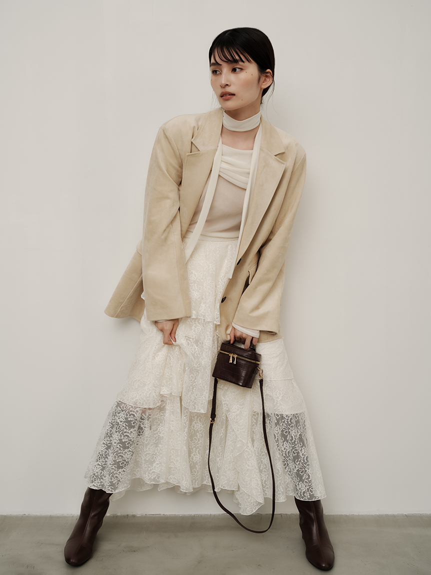 フレイ アイディー] グリッターフラワーシアーフレアスカート