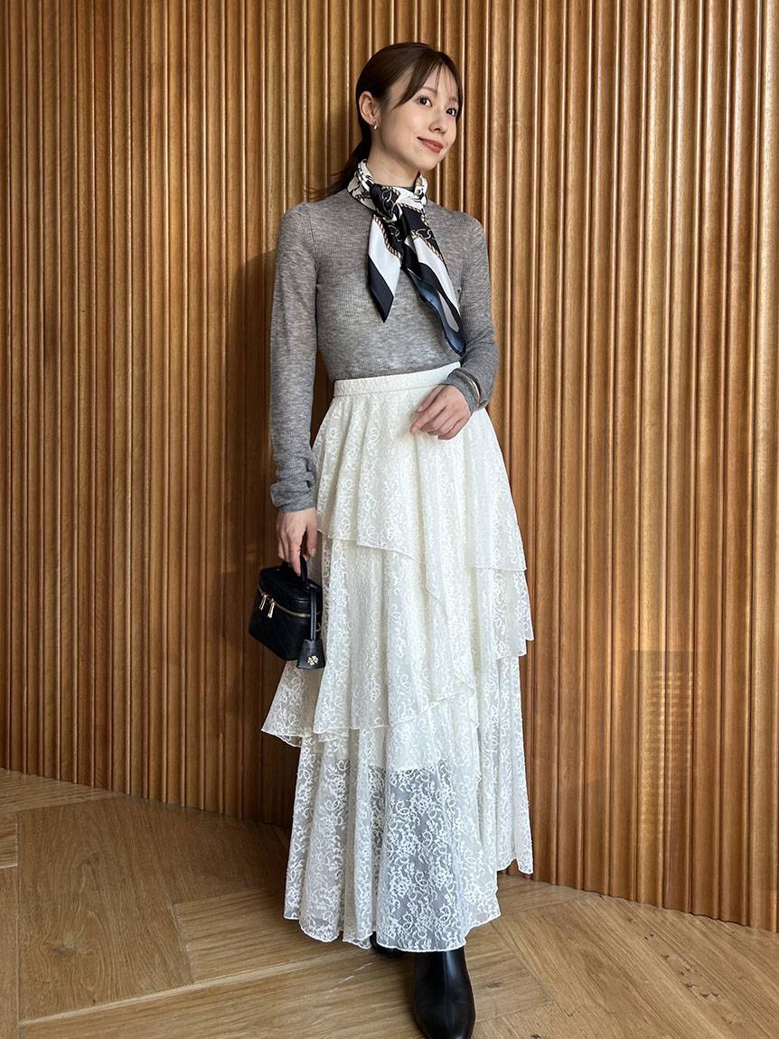 アシメフレアスリットティアードスカート(ロングスカート)｜スカート