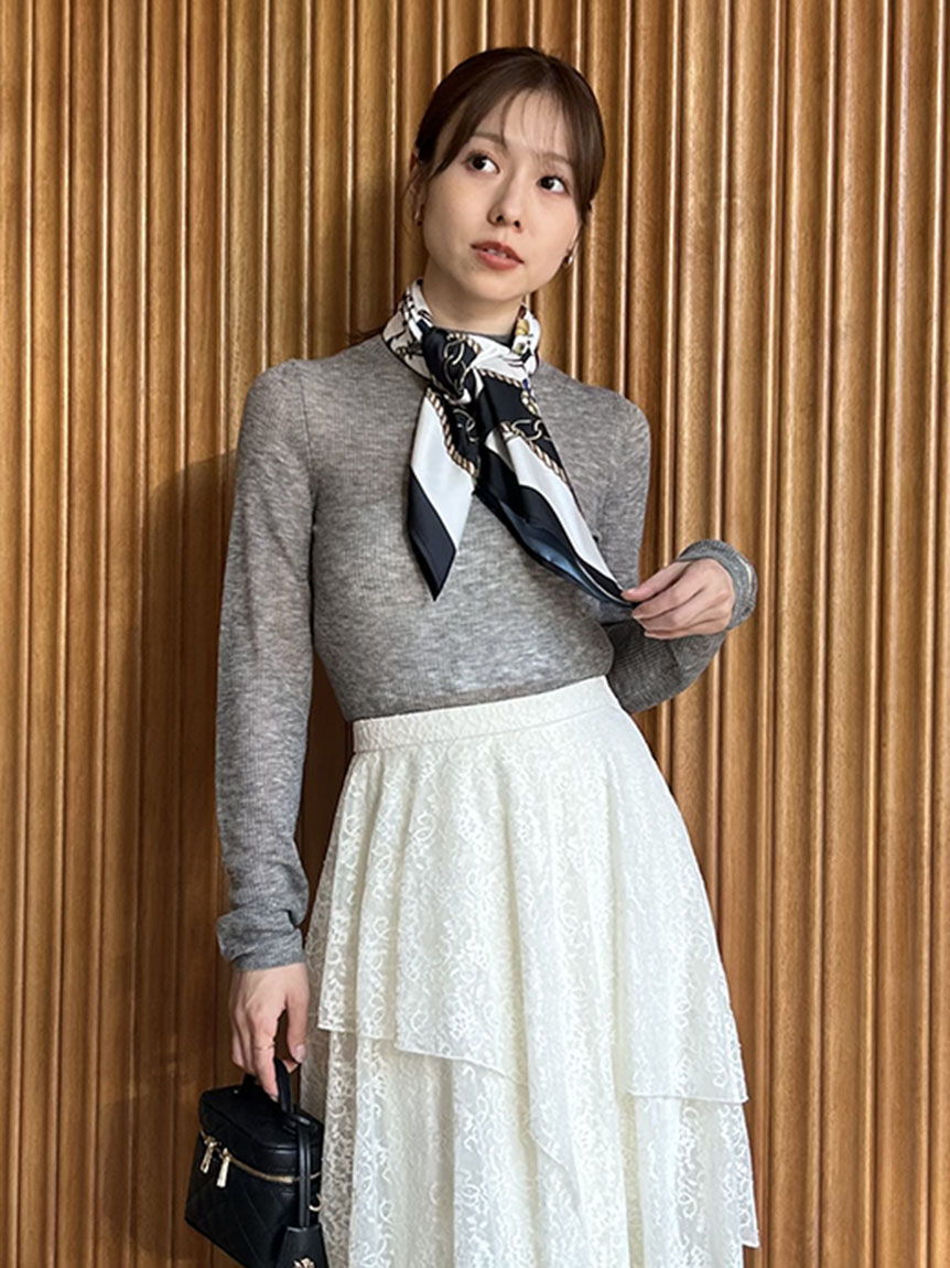 アシメフレアスリットティアードスカート(ロングスカート