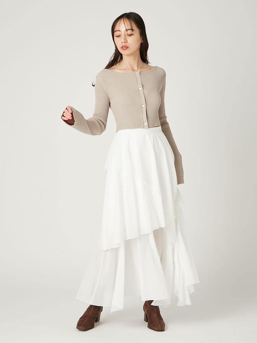 【FRAY I.D】アシメフリルティアードスカート白＆黒 FRAY I.D（フレイ・アイディー） スカート アシメフレアスリット