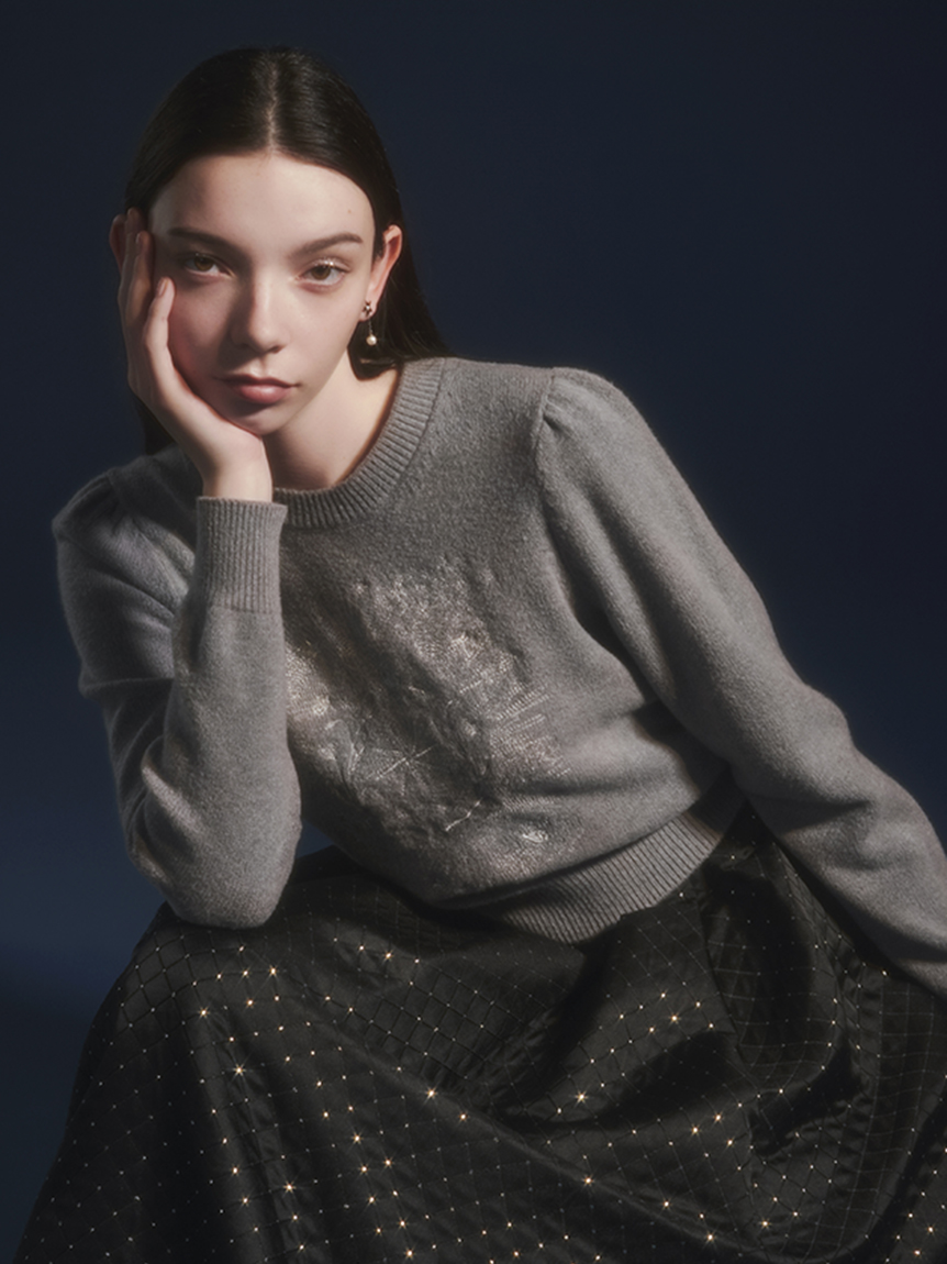 ラメマトラッセタックフレアースカート(ロングスカート)｜スカート