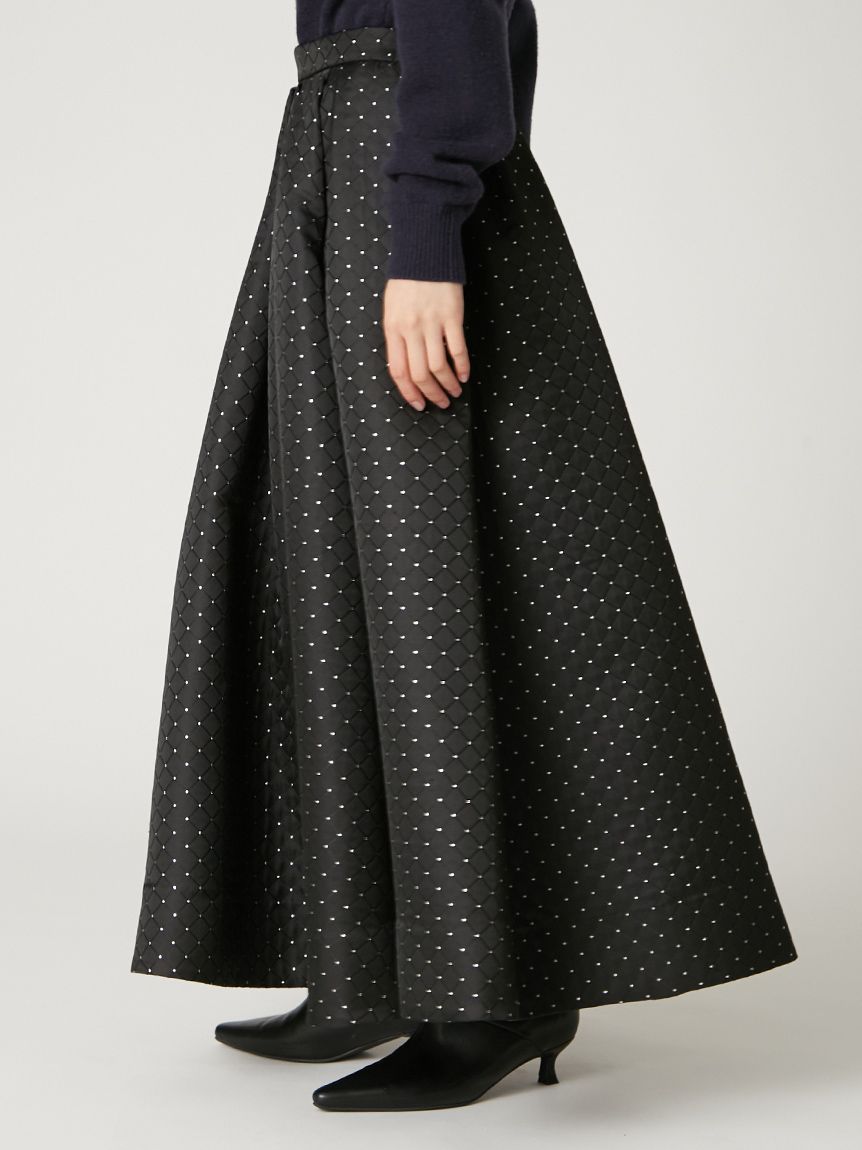 ラメマトラッセタックフレアースカート(ロングスカート)｜スカート