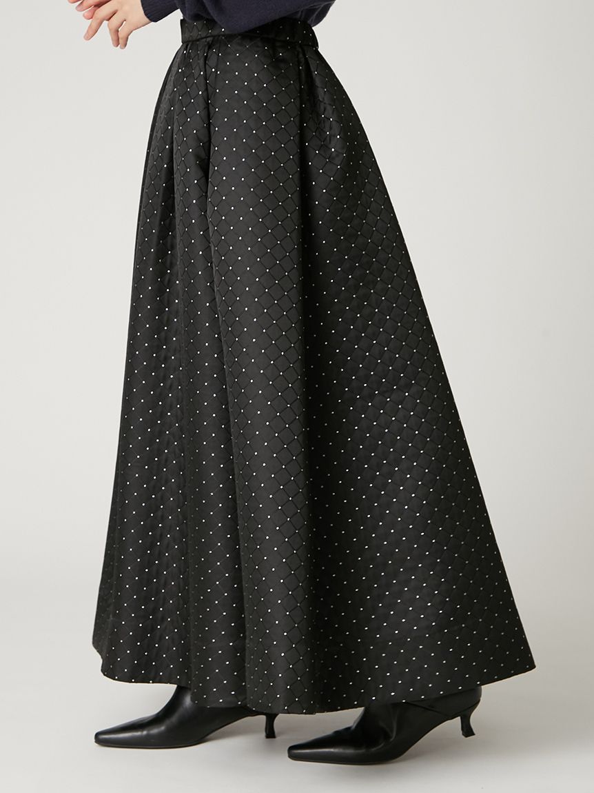 ラメマトラッセタックフレアースカート(ロングスカート)｜スカート