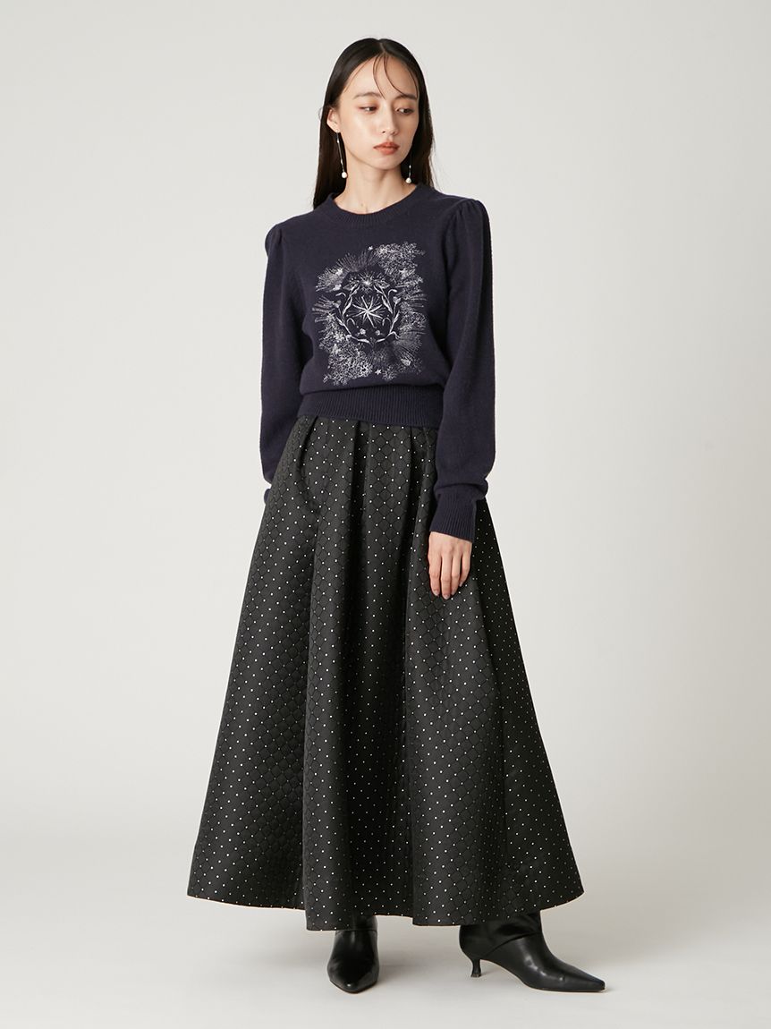 ラメマトラッセタックフレアースカート(ロングスカート)｜スカート