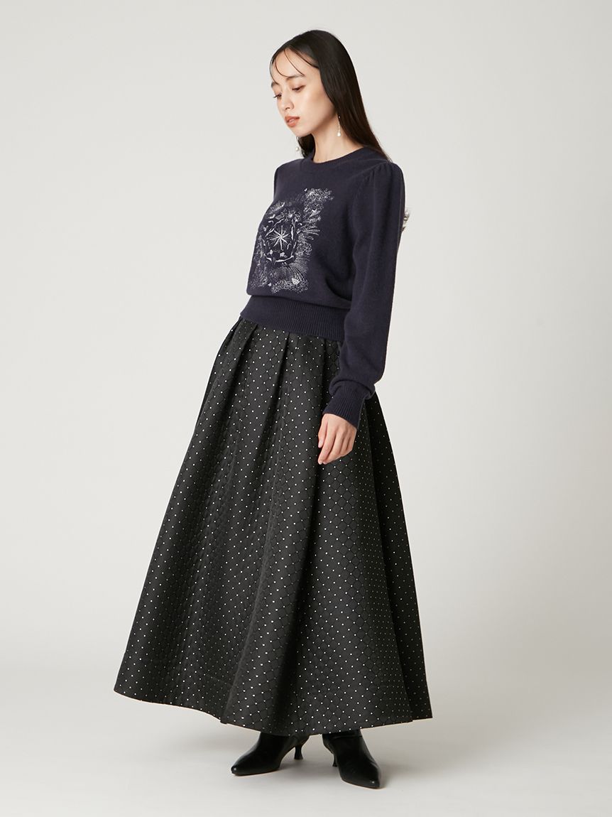 スカート Sky ラメマトラッセタックフレアースカート(ロングスカート)｜スカート