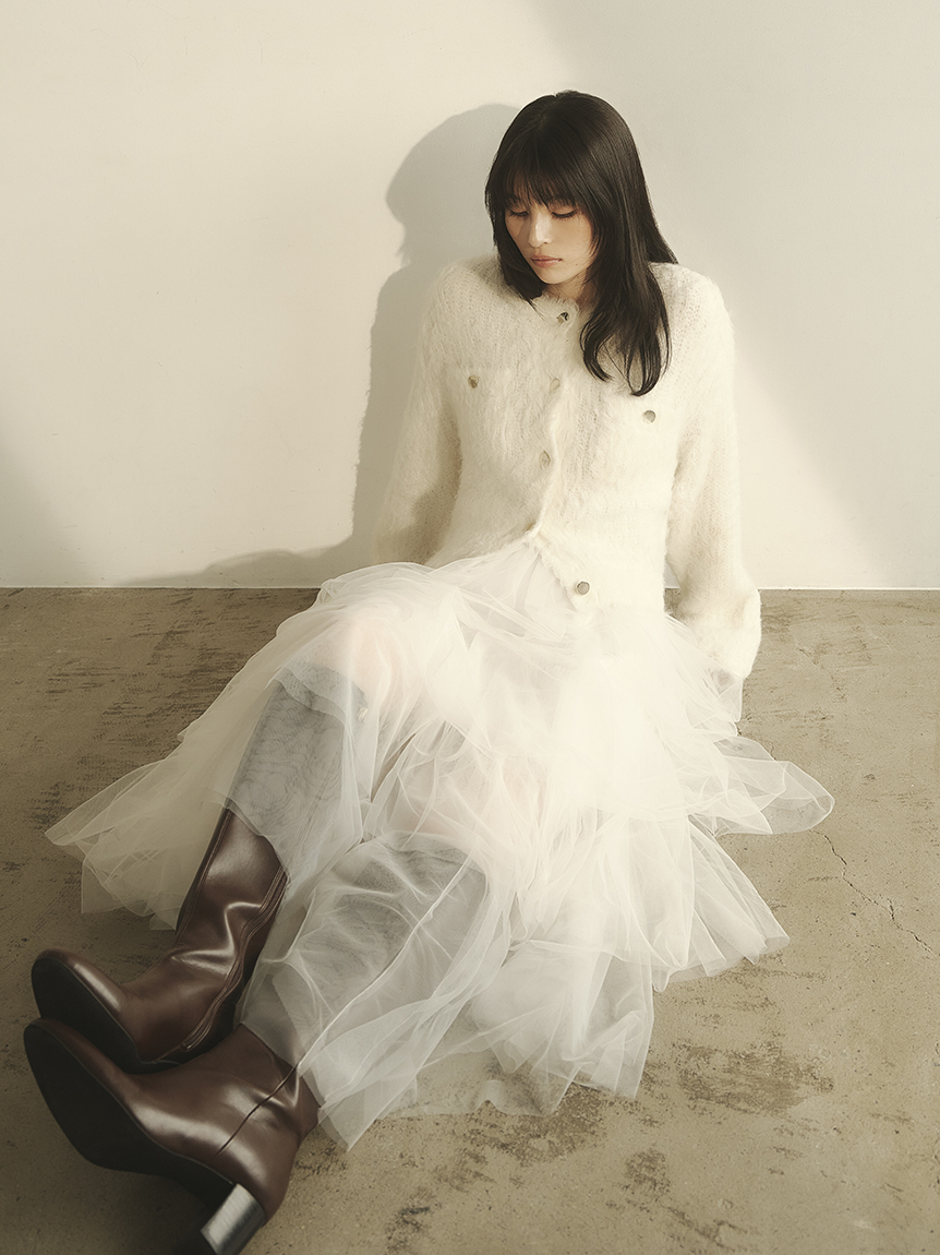 【n】FRAYI.Dフレイアイディーチュールプリーツスカート チュールアシメティアードスカート(ロングスカート)｜スカート｜FRAY