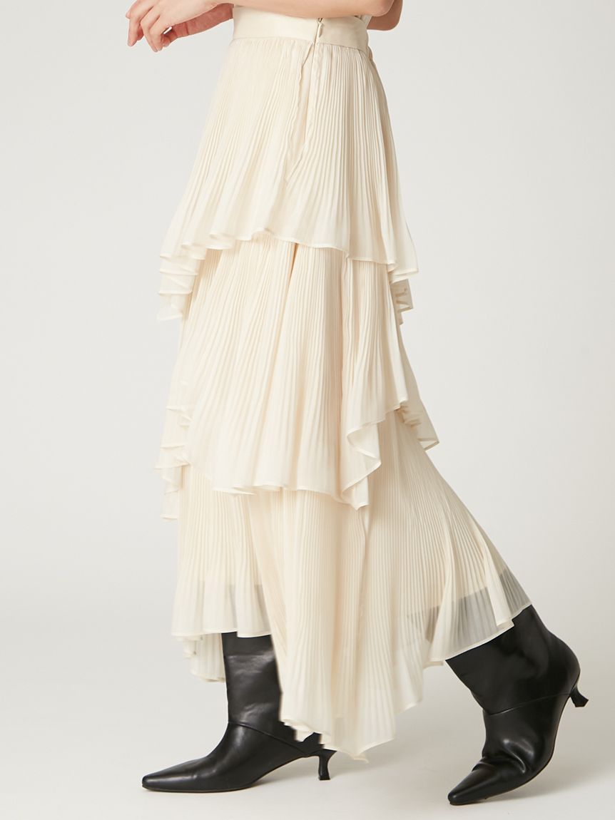 ランダムティアードシアープリーツスカート(ロングスカート)｜スカート