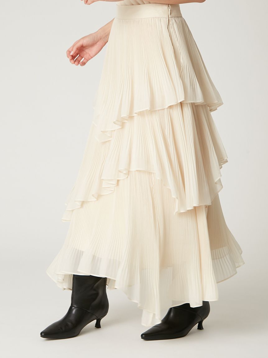 ランダムティアードシアープリーツスカート(ロングスカート)｜スカート