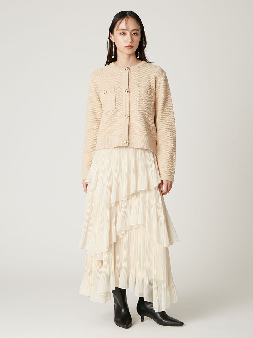 ランダムティアードシアープリーツスカート(ロングスカート)｜スカート