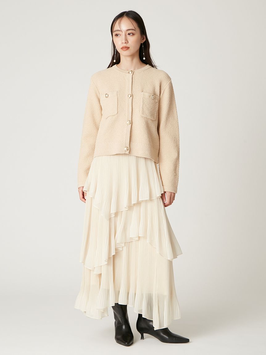 ランダムティアードシアープリーツスカート(ロングスカート)｜スカート