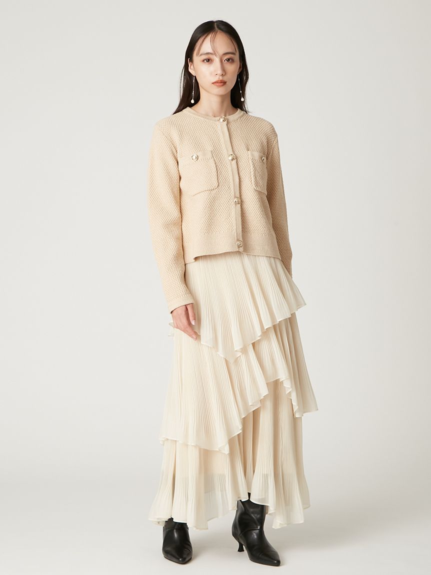 ランダムティアードシアープリーツスカート(ロングスカート)｜スカート