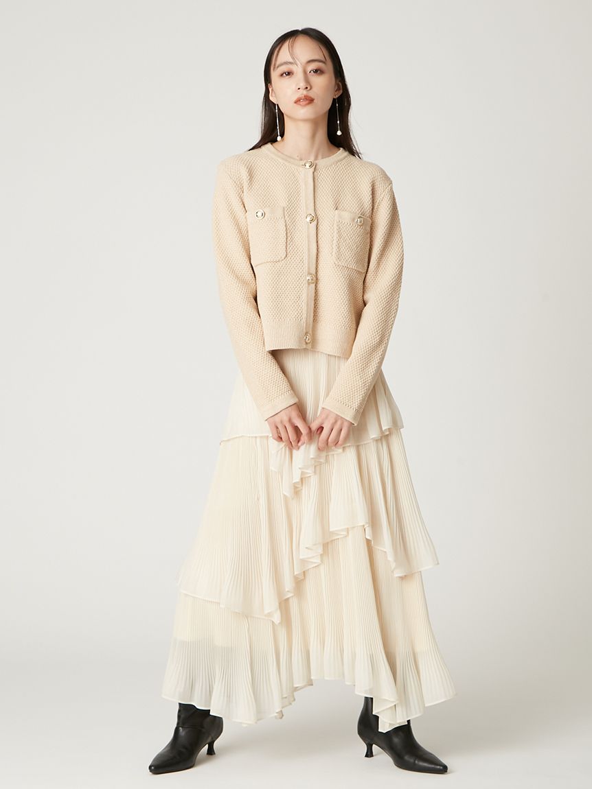 ランダムティアードシアープリーツスカート(ロングスカート)｜スカート