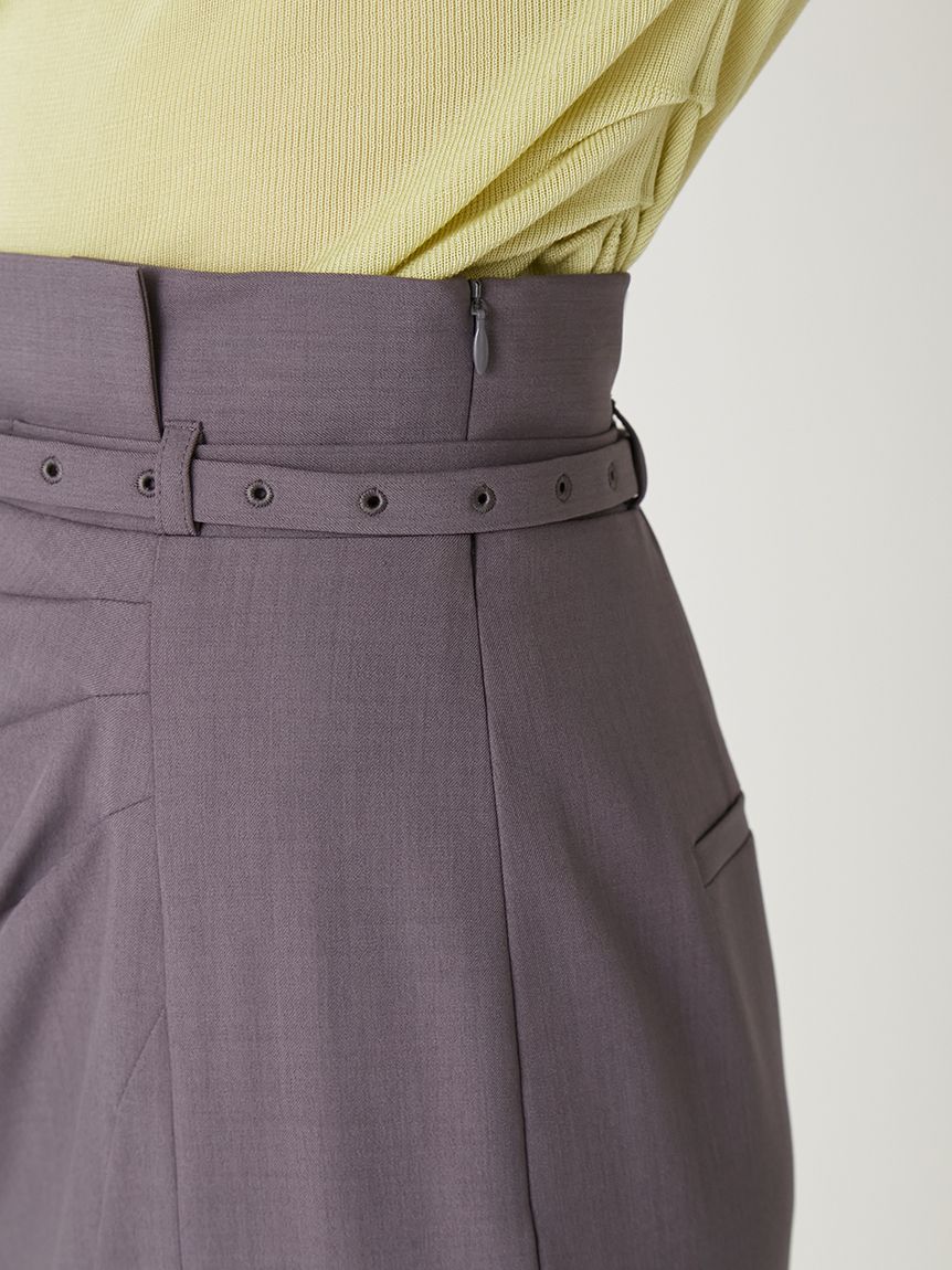 ベルト付きタックデザインストレートスカート(ロングスカート