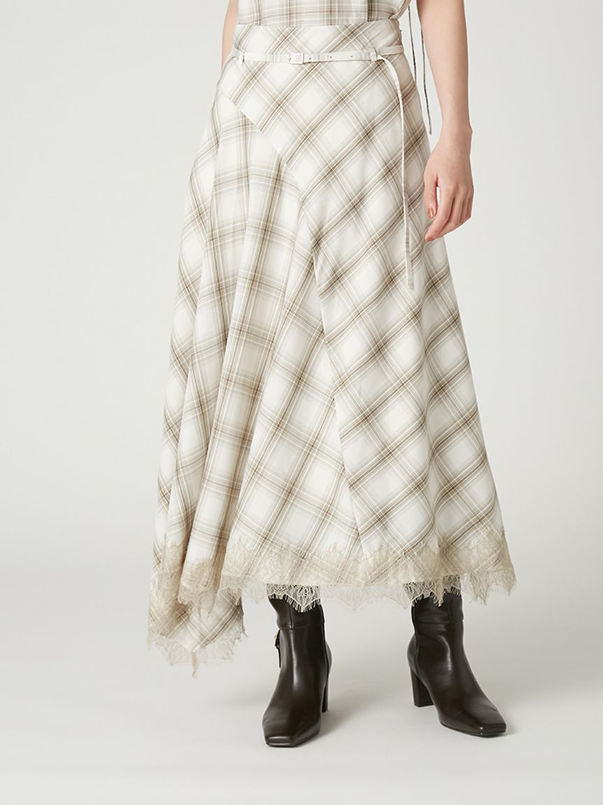 レーストリムイレヘムチェックスカート(ロングスカート)｜SKIRT｜FRAY