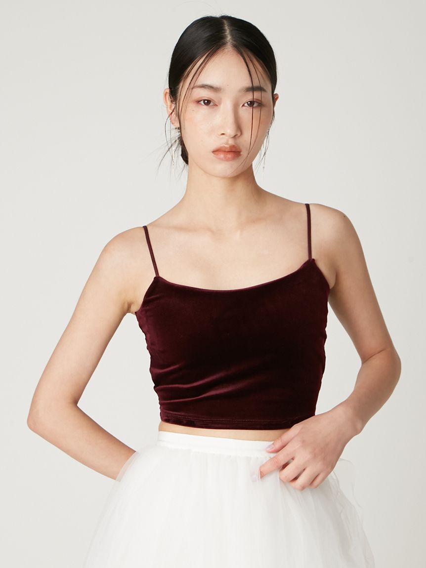 ベロアカップインクロップドキャミソール(キャミソール)｜トップス