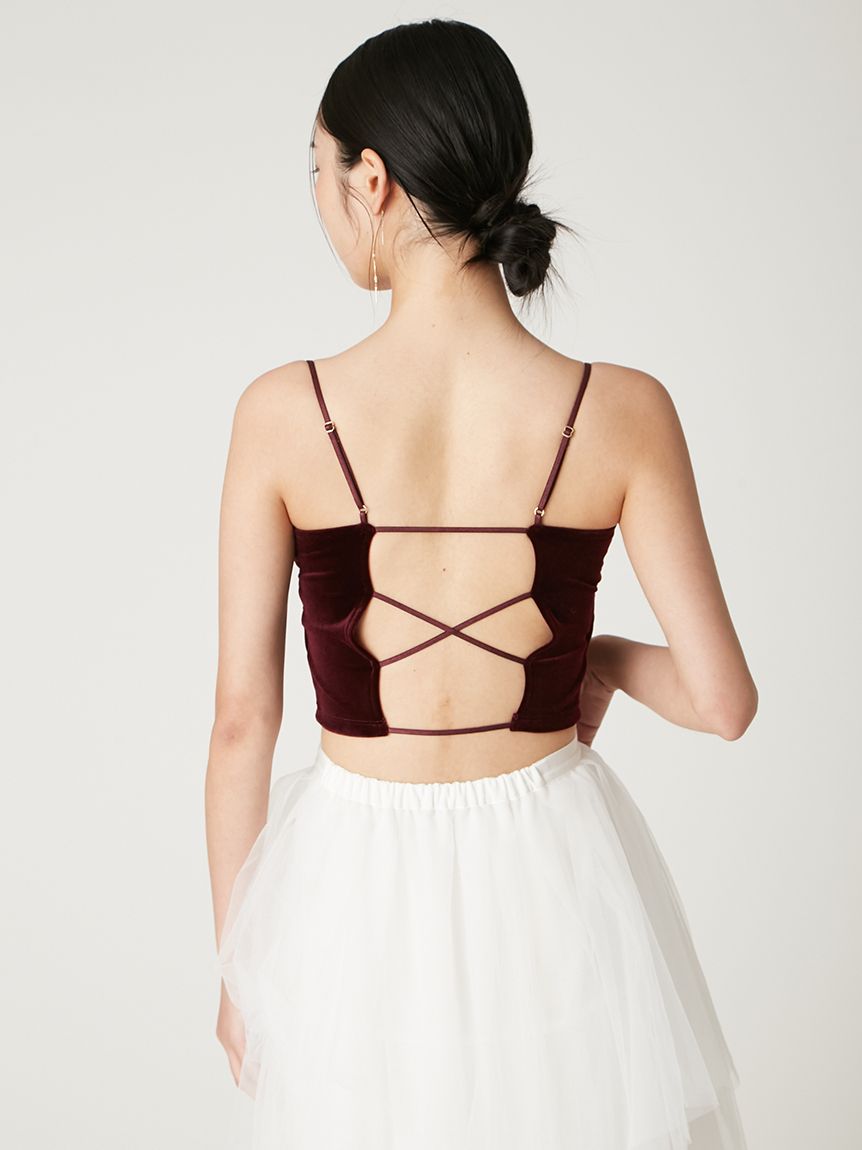 ベロアカップインクロップドキャミソール(キャミソール)｜トップス