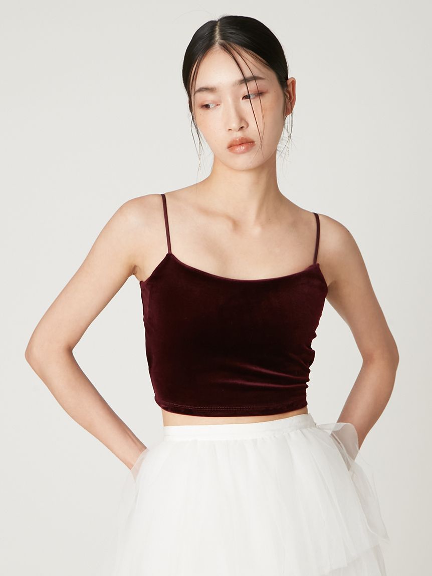 ベロアカップインクロップドキャミソール(キャミソール)｜トップス