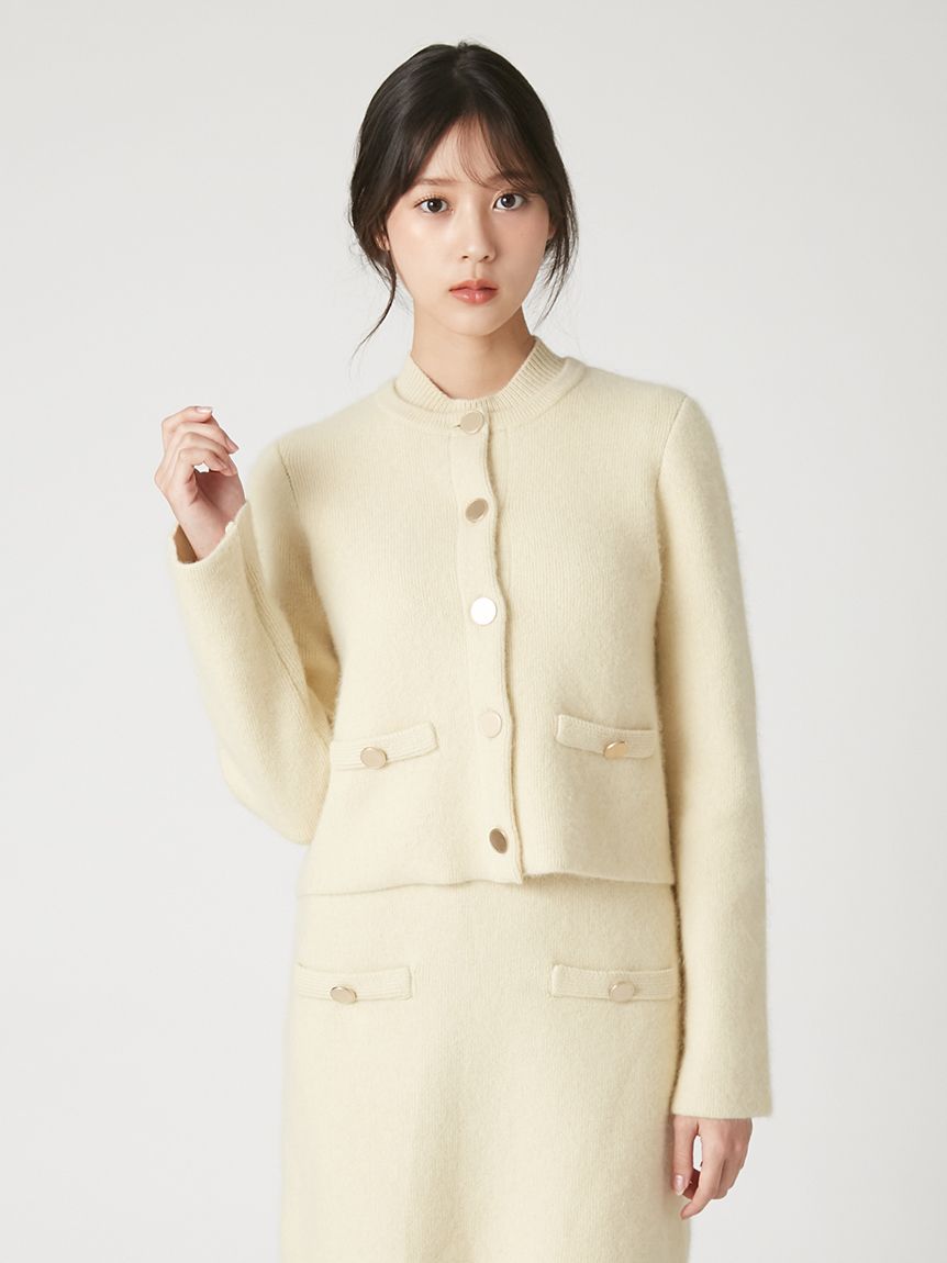 未使用　マンナ　ウールニットジャケット　ベージュ系 ラクーンウールニットジャケット(ニット)｜トップス｜FRAY I.D（フレイ