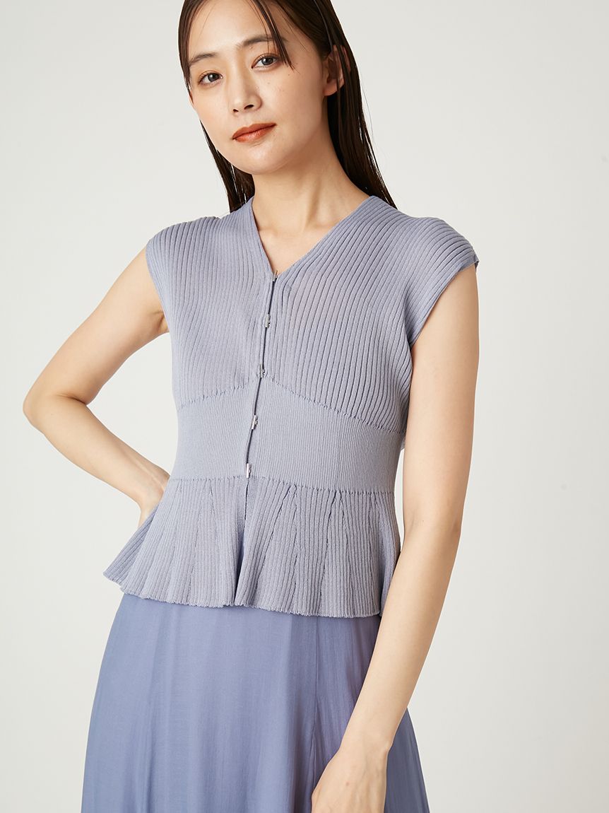 シアーリブノースリニットコンビフレアワンピース(マキシ・ロング