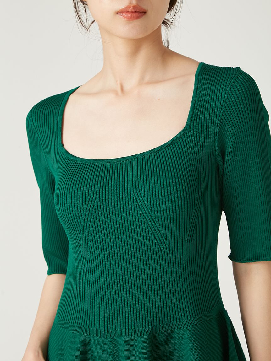 スクエアーネックホールガーメントワンピース(マキシ・ロング