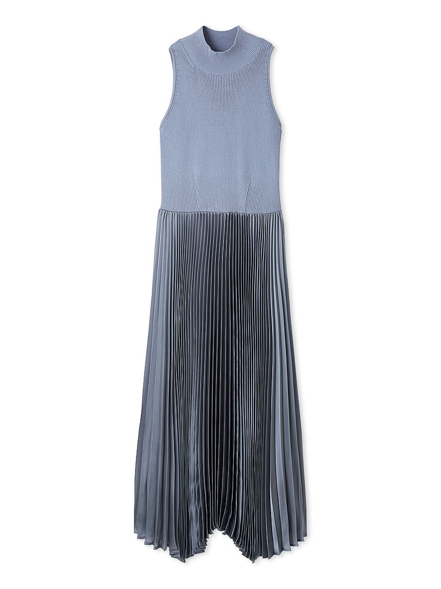 ニットドッキングプリーツワンピース(マキシ・ロングワンピース