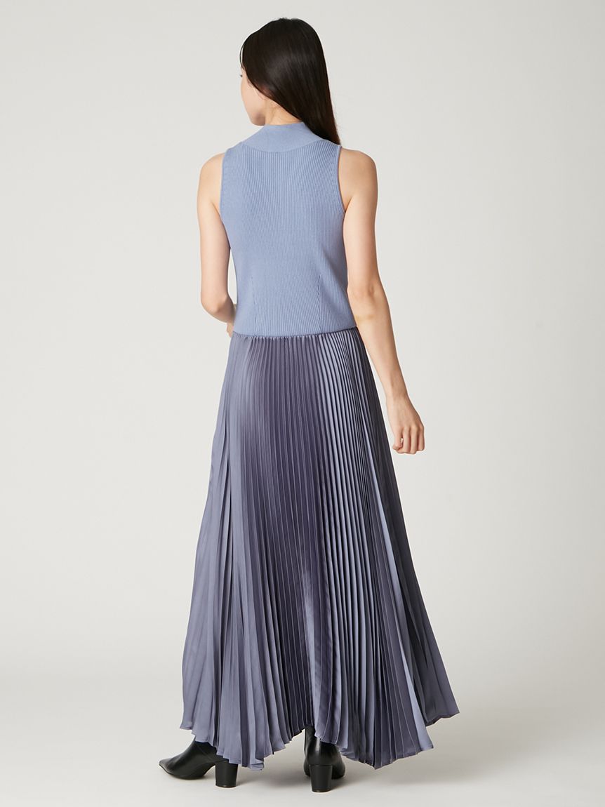 ニットドッキングプリーツワンピース(マキシ・ロングワンピース