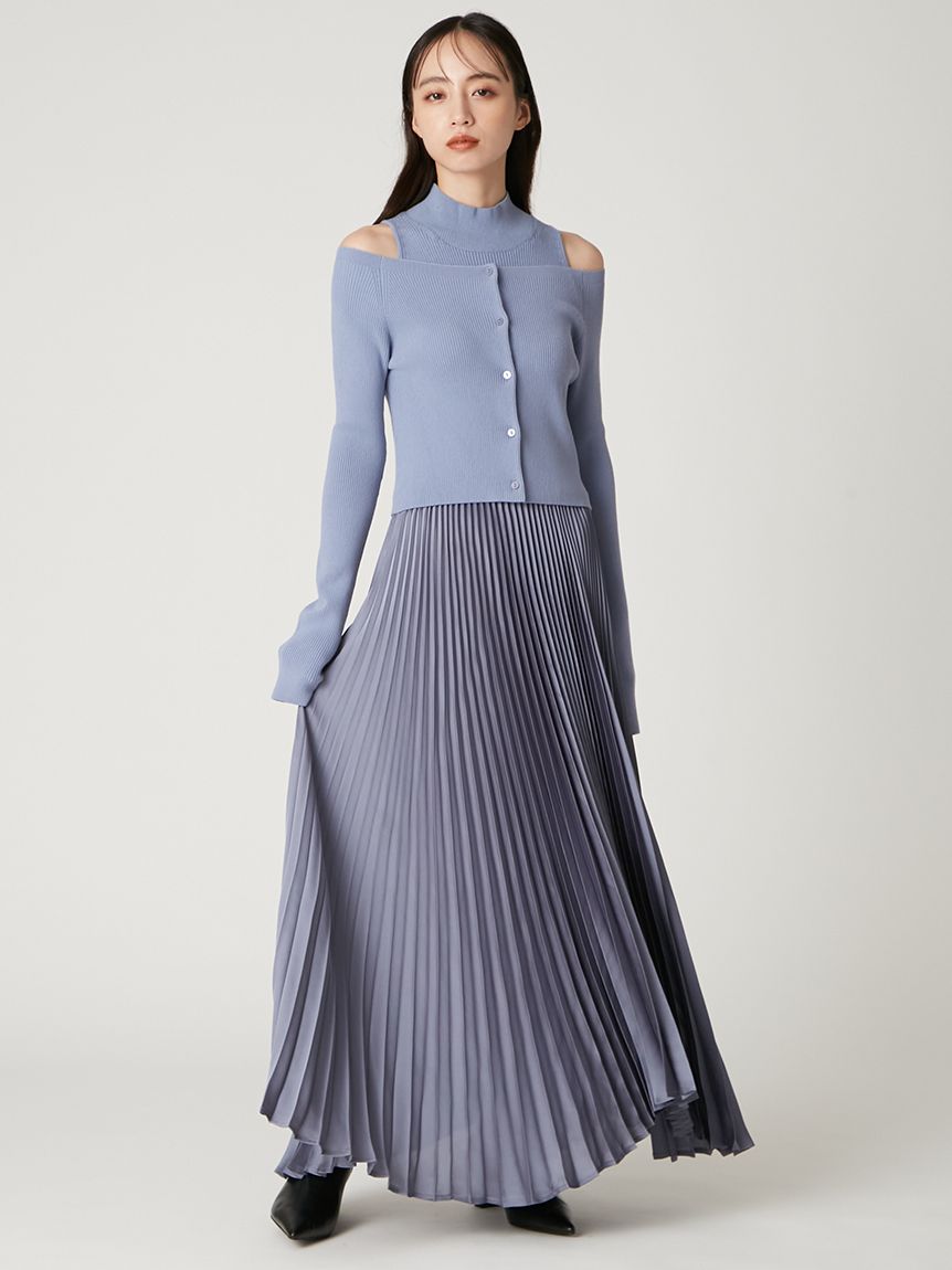 美品✨2023プリーツプリーズ　ニットワンピース　アイスブルー　F ウィメンズ／ワンピース – isseymiyake.com