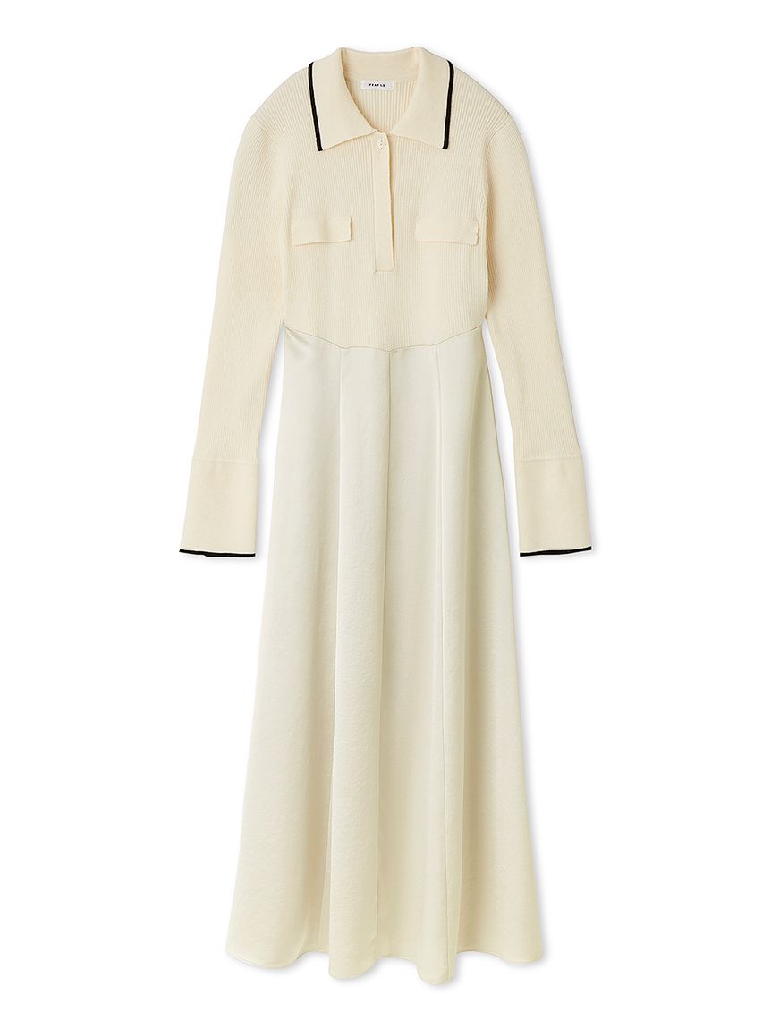 FRAY I.D オープンポロカラーニットワンピース オープンポロカラーニットワンピース(マキシ・ロングワンピース