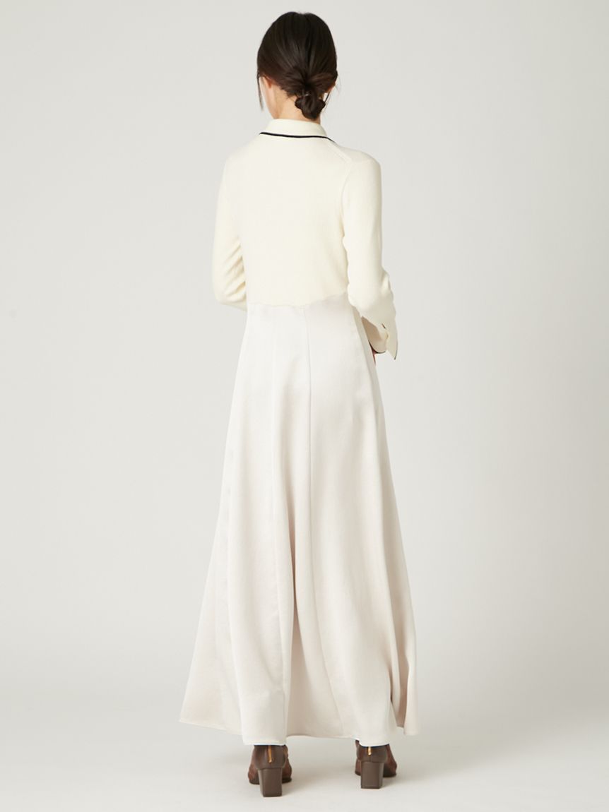 オープンポロカラーニットワンピース(マキシ・ロングワンピース