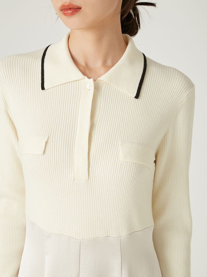 【新品】FRAY I.D ストライプメッシュポロカラーニット Amazon | [フレイ アイディー] ストライプメッシュポロカラー