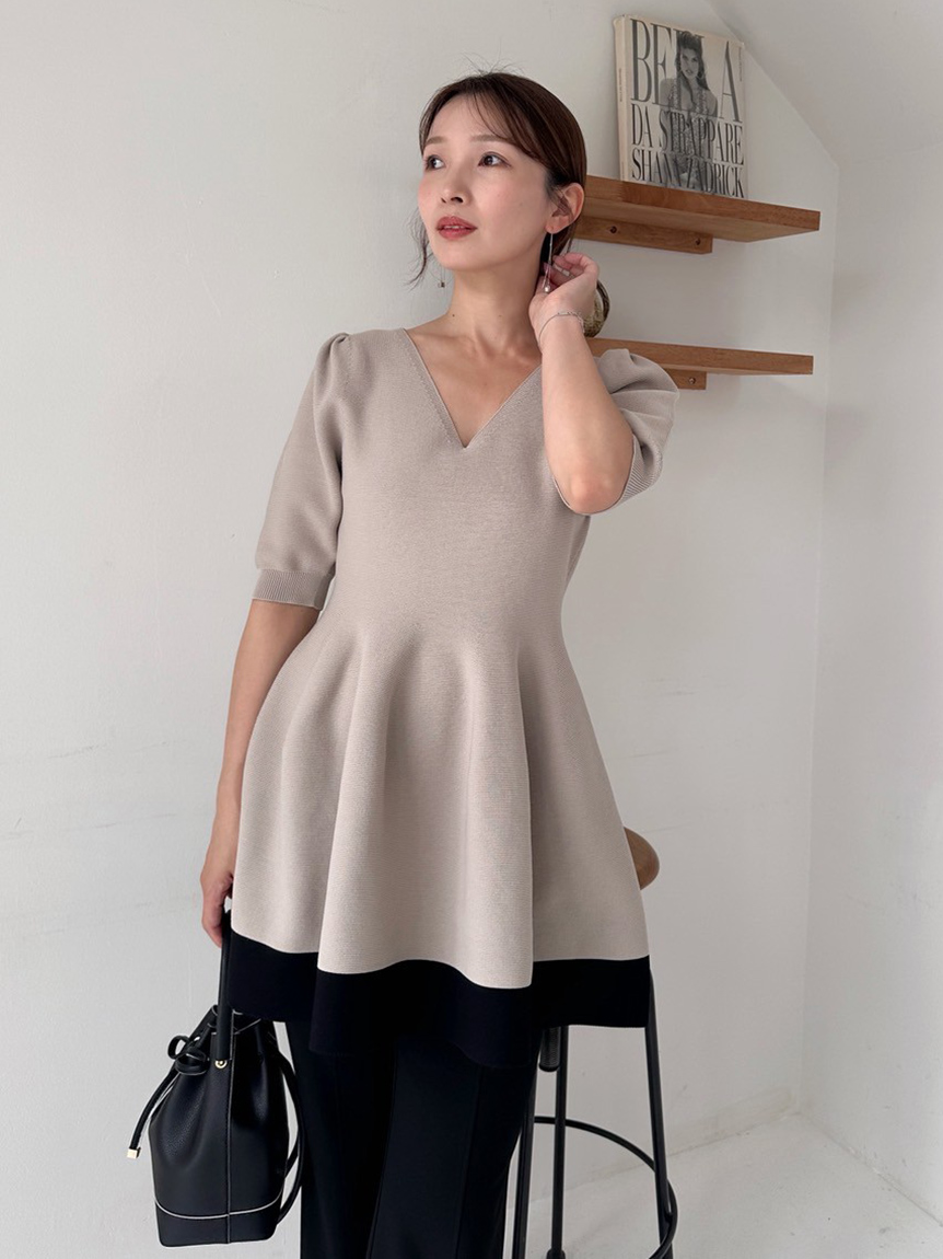 anplegant アンプレガント　ペプラムニット　グレー　新品 ペプラムニット アンサンブル HUIT 全4色｜hit411-0224【1