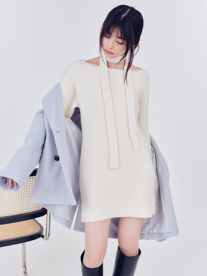 フォックスウールミニニットワンピース(ニットワンピース)｜ワンピース