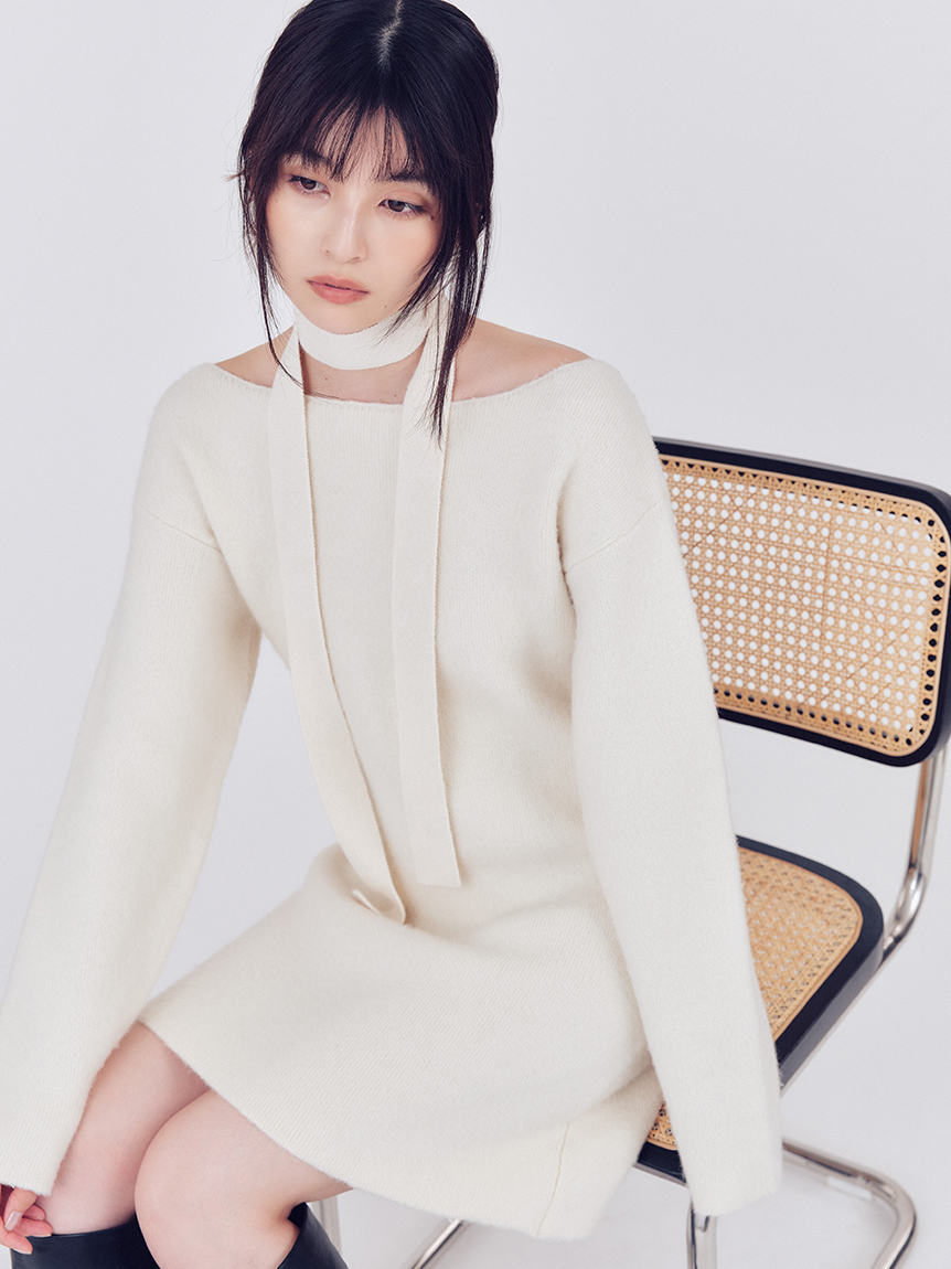 フォックスウールミニニットワンピース(ニットワンピース)｜ワンピース