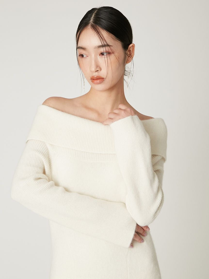 フォックスウールレースヘムワンピース(ニットワンピース)｜ワンピース