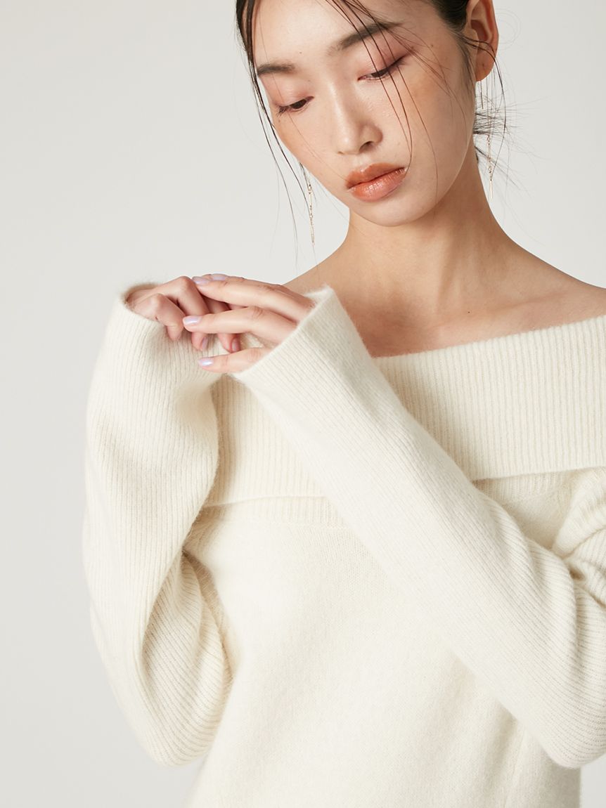 フォックスウールレースヘムワンピース(ニットワンピース)｜ワンピース