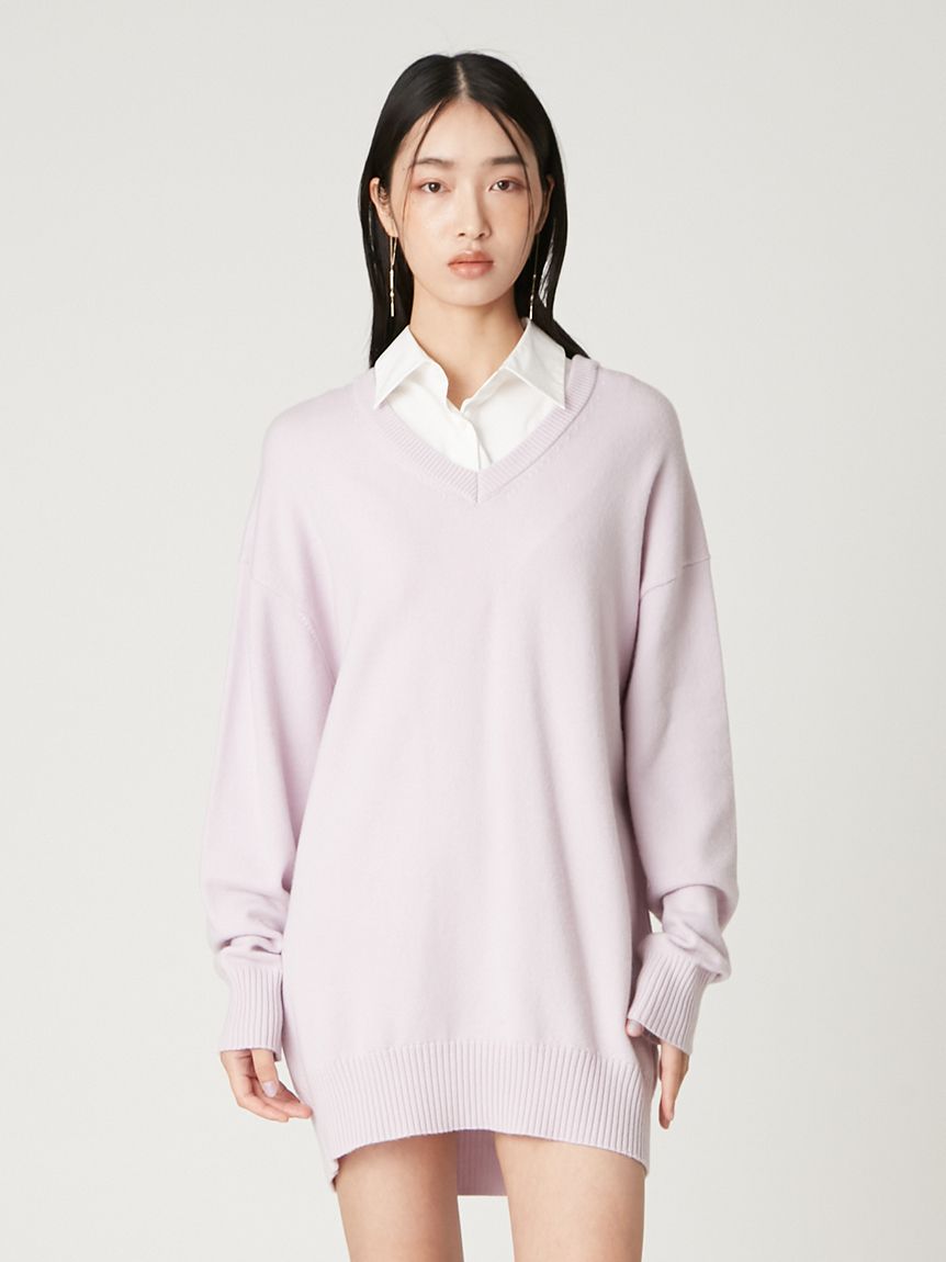 美品FRAY I.Dフレイ アイディーレイヤードシャツカラーウールワンピース レイヤードシャツカラーウールワンピース(ニットワンピース