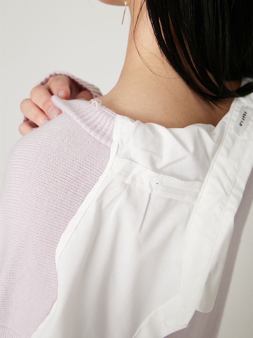 レイヤードシャツカラーウールワンピース(ニットワンピース