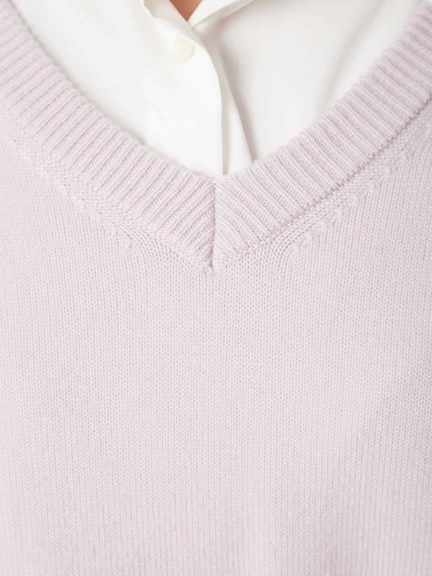 レイヤードシャツカラーウールワンピース(ニットワンピース