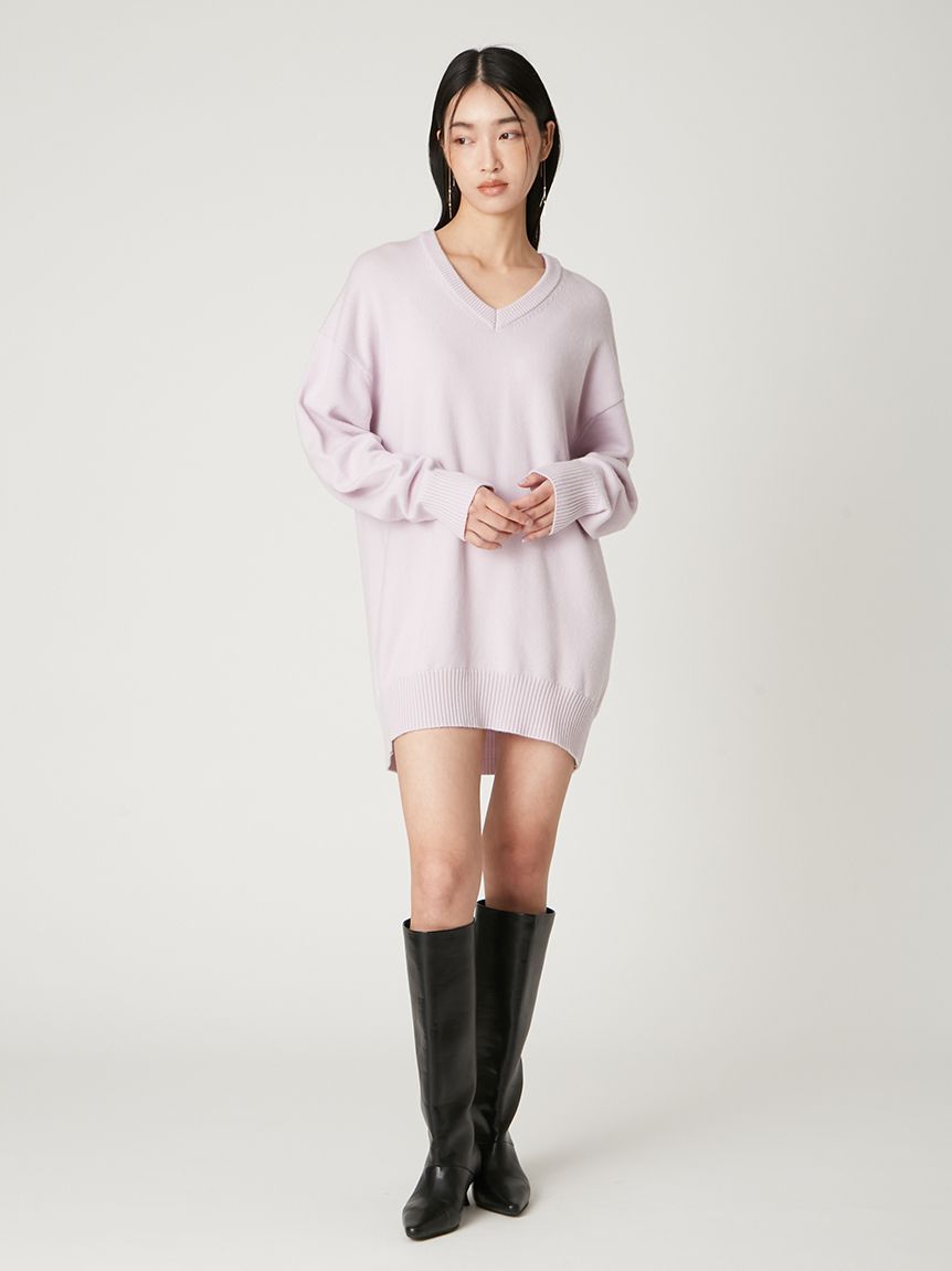 美品FRAY I.Dフレイ アイディーレイヤードシャツカラーウールワンピース レイヤードシャツカラーウールワンピース(ニットワンピース