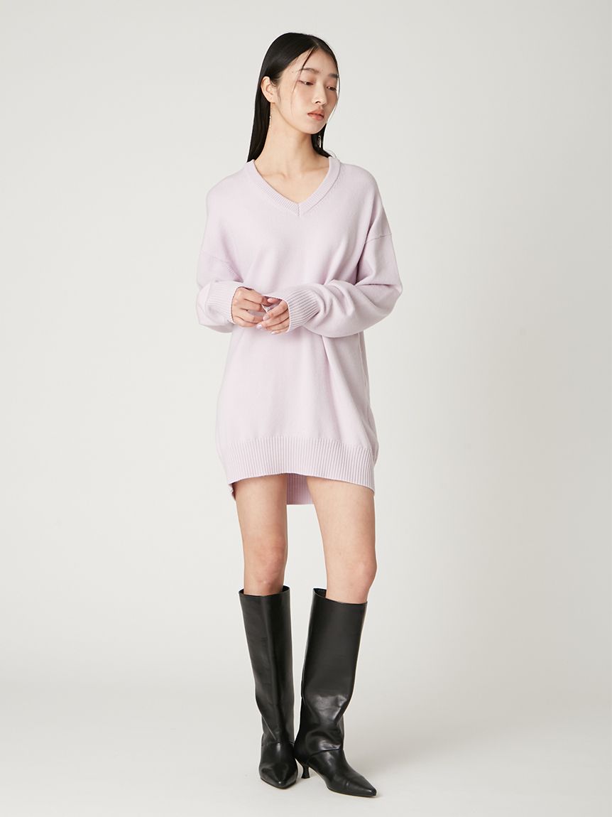 美品FRAY I.Dフレイ アイディーレイヤードシャツカラーウールワンピース レイヤードシャツカラーウールワンピース(ニットワンピース