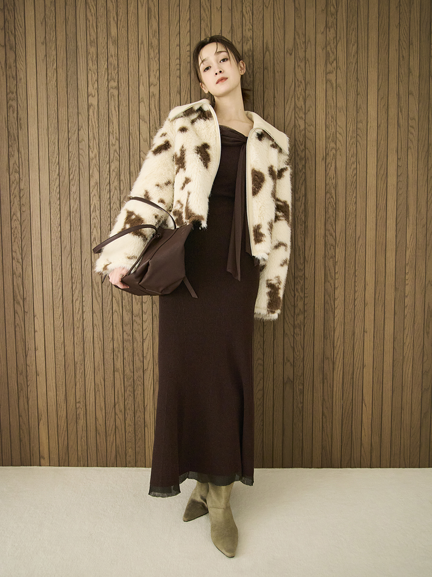 3wayリボンオフショルニットワンピース(マキシ・ロングワンピース