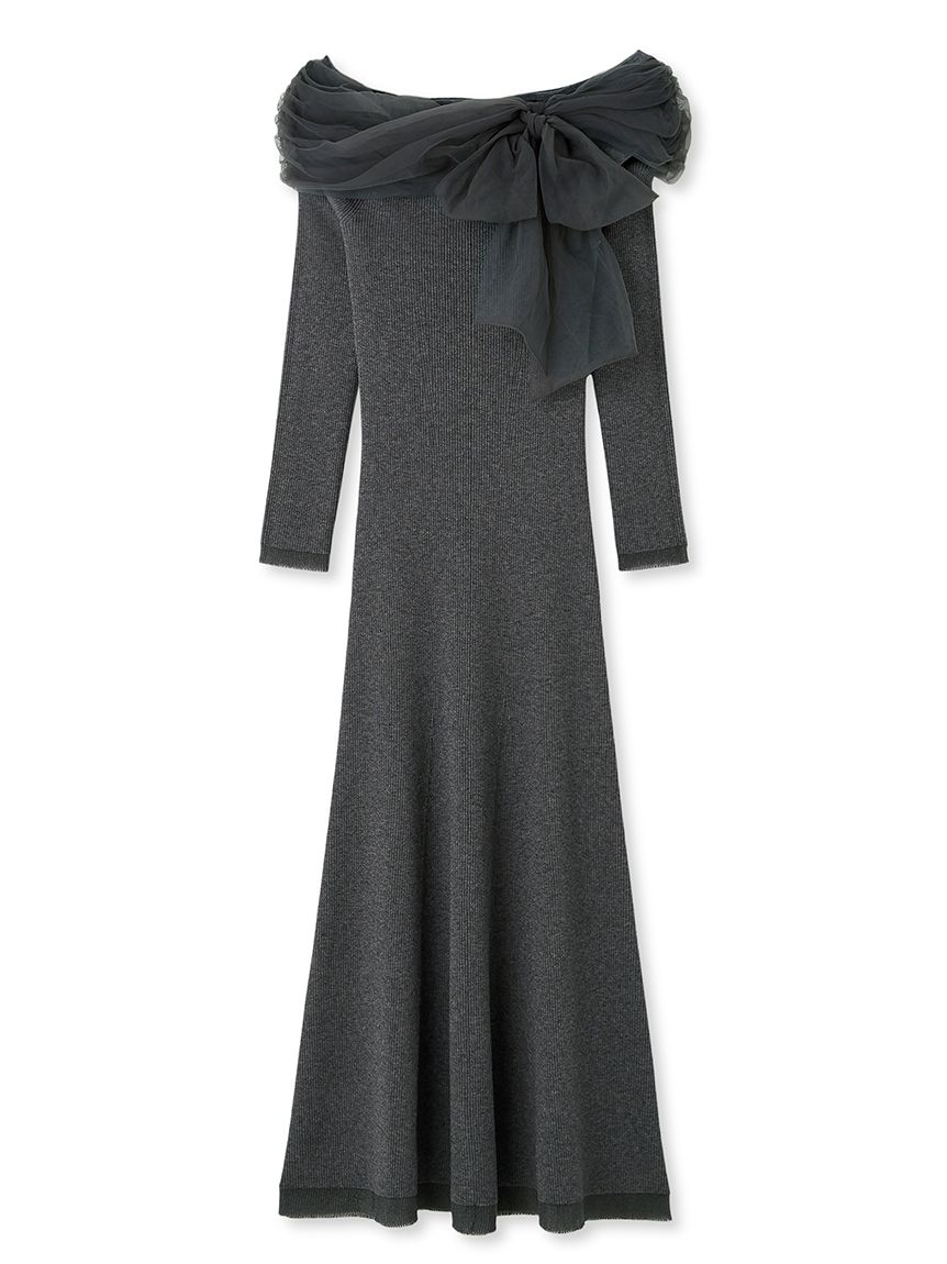 3wayリボンオフショルニットワンピース(マキシ・ロングワンピース