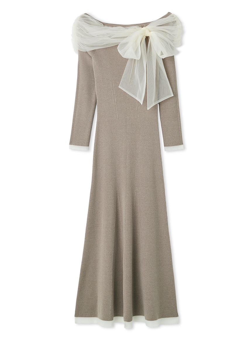 3wayリボンオフショルニットワンピース(マキシ・ロング
