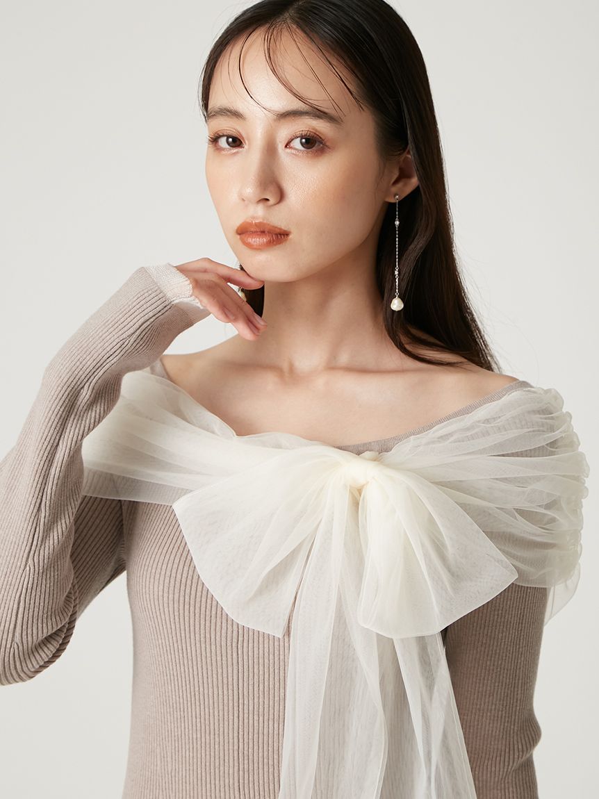 3wayリボンオフショルニットワンピース(マキシ・ロングワンピース