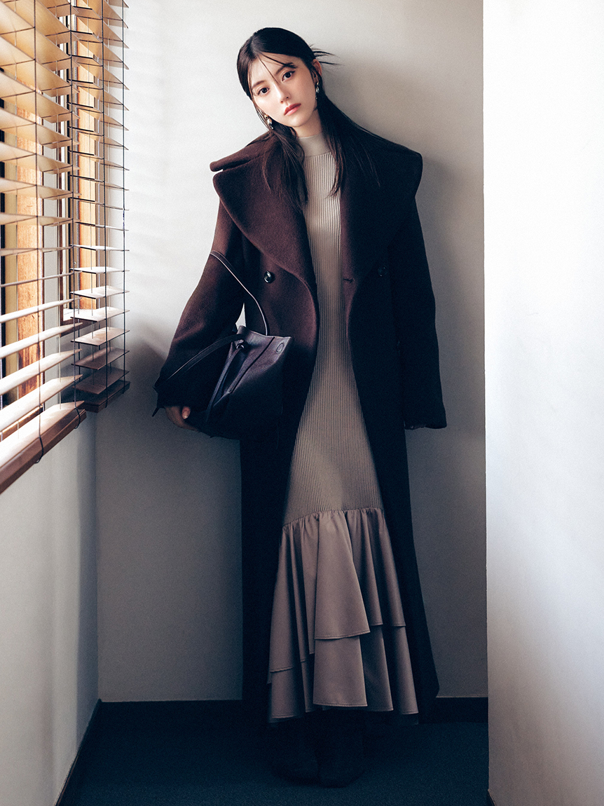 カシュクールリブニットコンビワンピース(マキシ・ロングワンピース