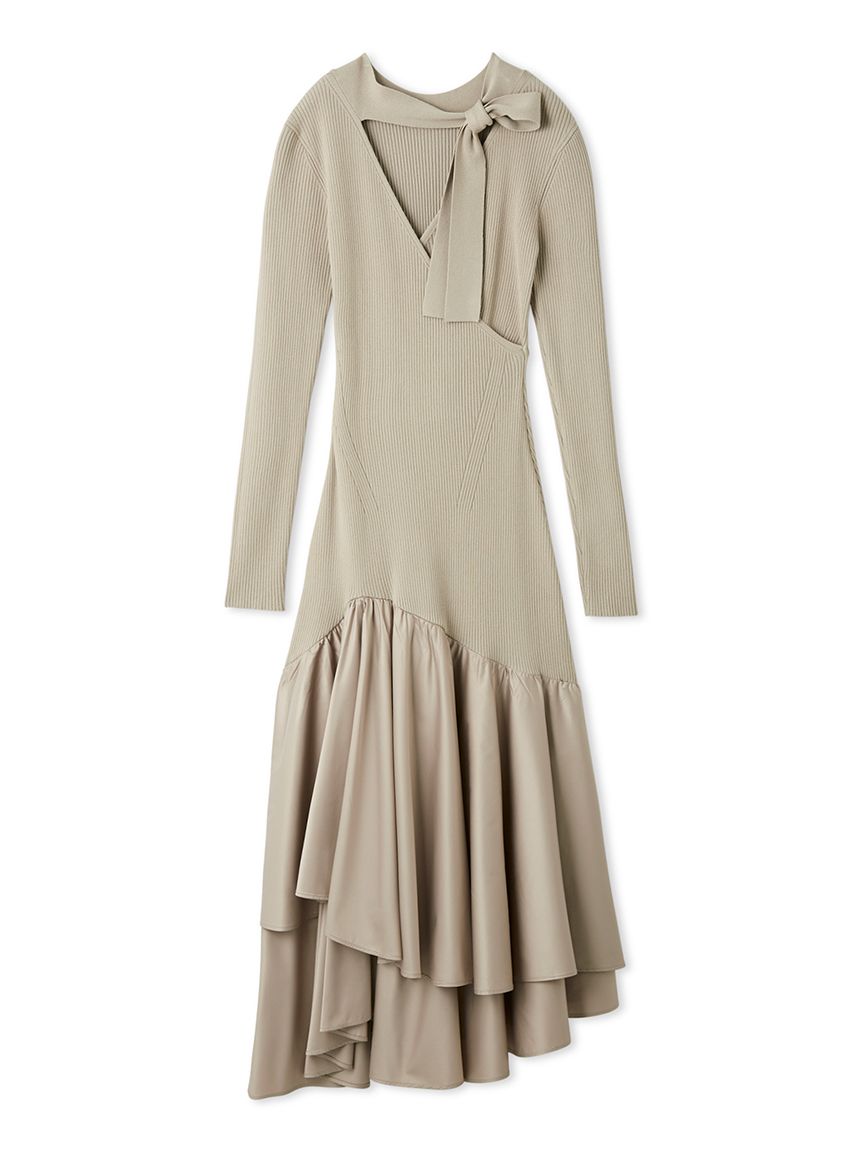 カシュクールリブニットコンビワンピース(マキシ・ロングワンピース