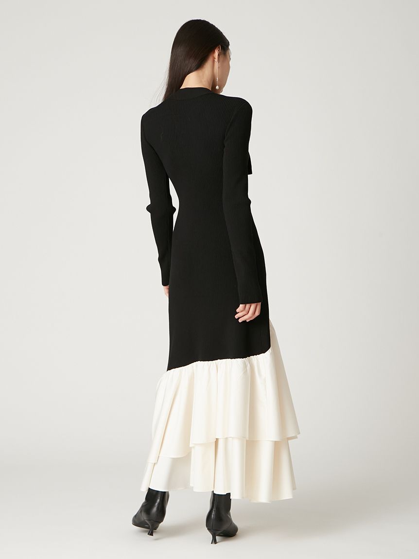 カシュクールリブニットコンビワンピース(マキシ・ロングワンピース