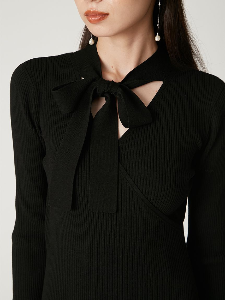 カシュクールリブニットコンビワンピース(マキシ・ロングワンピース