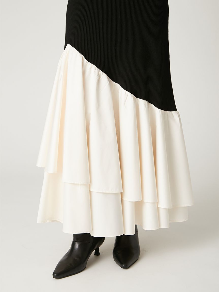 カシュクールリブニットコンビワンピース(マキシ・ロングワンピース