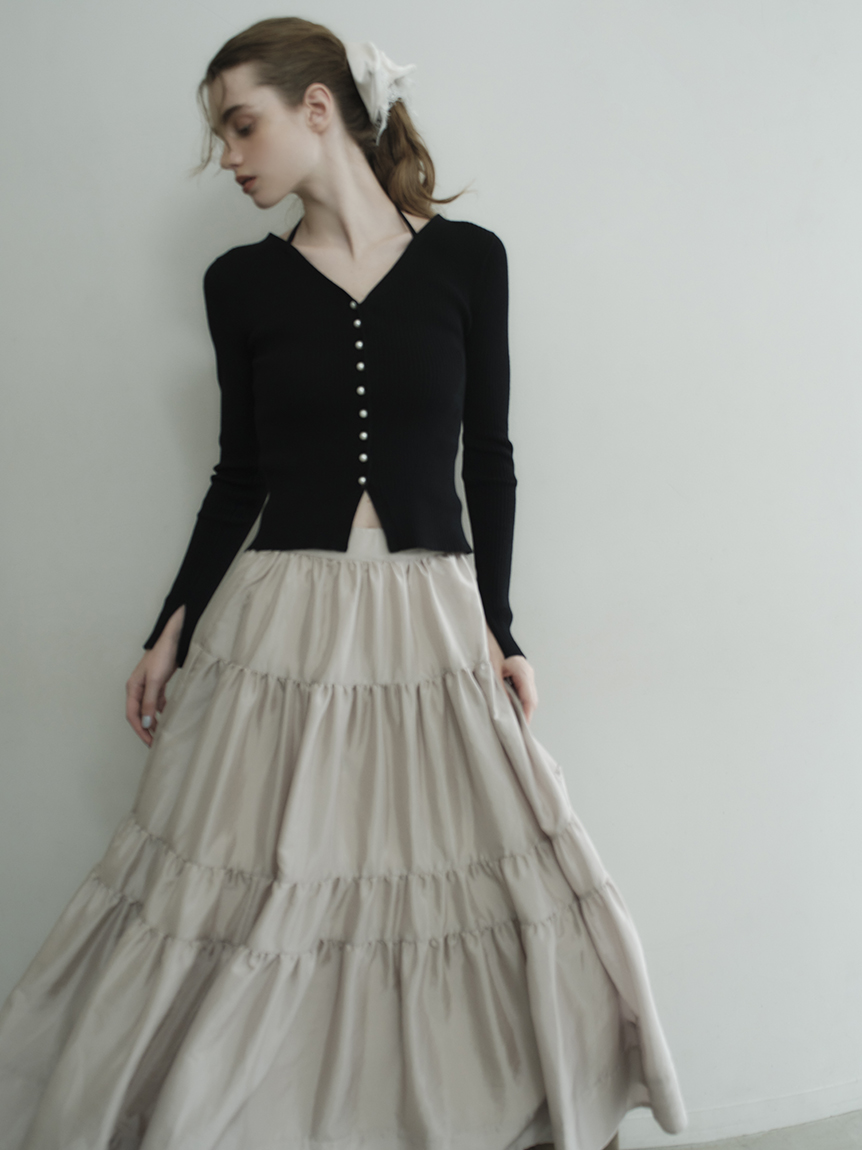 ange FRAY I.D リブカーディガンティアードスカートセットアップ FRAY I.D（フレイ・アイディー） ワンピース リブカーディガン